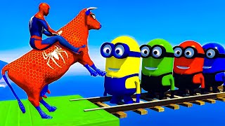 Long Slide Game With Elephant Gorilla Buffalo Hippopotamus Tiger  3d Animal Game  Funny 3d Animals [upl. by Kobylak713]