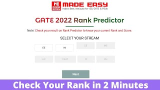 Made Easy Gate 2022 Rank Predictor  Gate2022 RankPredictor [upl. by Blodgett]