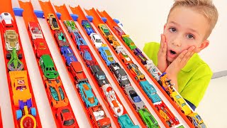 Niki play with Hot Wheels cars and playsets  Collection video with Toy cars [upl. by Ettesil588]