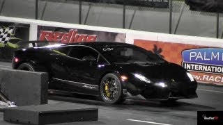 Bolt on 750 WHP Twin Turbo Gallardo Superleggera by TSM  14 Mile Drag Race Video  Road Test TV ® [upl. by Humpage]