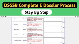 DSSSB Complete E dossier Process Step By Step 2021 How to fill DSSSB E Dossier Documents List [upl. by Yasdnil]