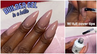 HOW TO use BUILDER GEL in a BOTTLE with full cover nail tips  Nailwind [upl. by Atnwahsal]