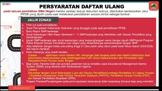 Persyaratan Daftar Ulang SMA Jalur Zonasi ppdbjateng [upl. by Anairam352]