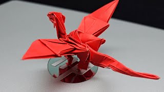 How to fold a winged Dinosaur with Origami paper [upl. by Ahsac]