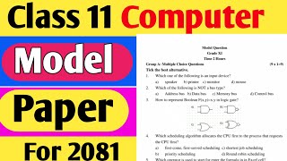 Class 11 NEB Computer Model Question Paper For 2081 [upl. by Collete]