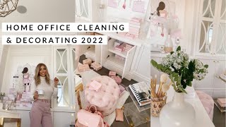 HOME OFFICE CLEANING amp DECORATING 2022 VLOG📚 Slmissglam [upl. by Edbert844]