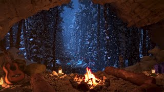 Relax In A Cozy Winter Cave With A Crackling Fire  Fall Asleep Fast  Winter Ambience  4K  8Hrs [upl. by Dollie]