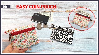 DIY Super easy coin pouch  mini zipper pouch  sewing tutorial Tendersmile Handmade [upl. by Ainav]