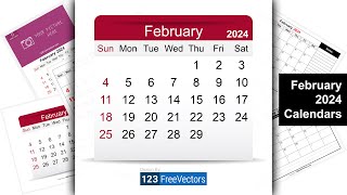 February 2024 Calendar  123FreeVectors [upl. by Ashford]