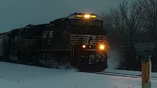 Flash the Lights  NS Train on a Snowy Track Flashing Lights through Snow [upl. by Analos]