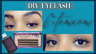 DIY EYELASH EXTENSIONS AT HOME  Natural look  Under Lash Method [upl. by Ros]