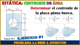 CÁLCULO DE CENTROIDE DE ÁREA PLACA PLANA⚡ Problema 55 Riley amp Sturges  Ejercicio 1 [upl. by Garey]