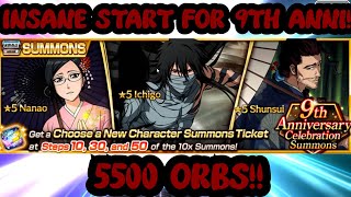 AMAZING START FOR THE 9TH ANNI CELEBRATION 5500 ORBS BLEACH BRAVE SOULS [upl. by Codi748]