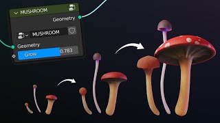 Mushroom GROWTH with Geometry Nodes Blender 34 tutorial [upl. by Cairns620]