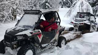 Quadeurs Stéphanois rando dans la neige et bourbier pur Sound  rzr turbo [upl. by Ernesto184]