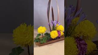 Ikebana Arrangement Phormium Sundowner Yellow Chrysanthemum Africanus and Hydrangeas [upl. by Merceer]