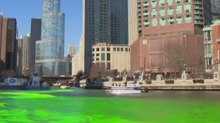 Crowds gather ahead of Chicago River dyeing for St Patricks Day [upl. by Nerrej369]