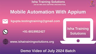 Mobile Automation with Appium Demo on 8th July 2024 whatsapp us on 918019952427 to enroll [upl. by Fleta961]