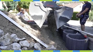 Gartenmauer mit gefälle selber bauen Pflanzring Hangsicherung Trockensteinmauer [upl. by Ninehc822]