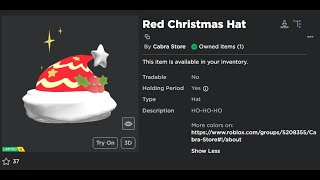 How to redeem Red Christmas Hat UGC Limited with Code  Roblox [upl. by Huan147]