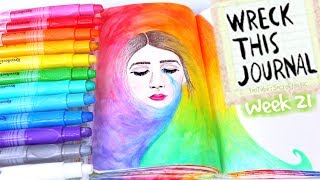 WRECK THIS JOURNAL 21  WATERCOLOR CRAYONS  SoCraftastic [upl. by Nirej]