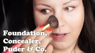 FOUNDATION ROUTINE deutsch richtig auftragen mit Pinsel Schwamm Primer Make up Concealer Puder [upl. by Alcine746]