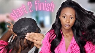 Flip Over Quick Weave With Minimum Leave Out and Bombshell Curls [upl. by Sunshine295]