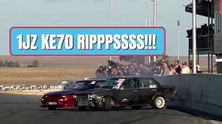 BRODIES 1JZ POWERED KE70 COROLLA Full sends in South Australia [upl. by Nylrak8]