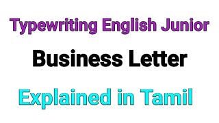 Typewriting English Junior Business Letter in Tamil [upl. by Ornstead]