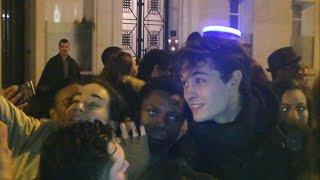 Francisco Lachowski surrounded by fans at Balmain fashion show [upl. by Ahtar604]