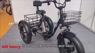 Outdoor Electric Bicycle 20×4 inch Fat tire Electric Tricycle 500W brushless Motor 48V12AH Remova [upl. by Alegna]