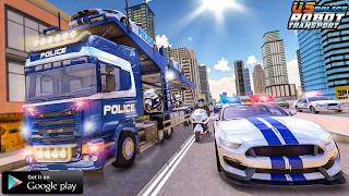 US Police Airplane Transport Robot Car Simulator [upl. by Eenitsed]