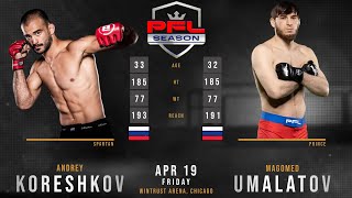 ANDREY KORESHKOV vs MAGOMED UMALATOV Full Fight PFL [upl. by Caneghem419]