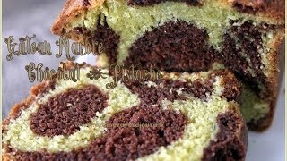 Gateau marbre chocolat pistache  Marbled chocolate pistachio cake [upl. by Magel]