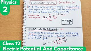 2 Electrostatic Potential Electrostatic Potential amp Capacitance Electrostatic Class12  Physics [upl. by Murdock]