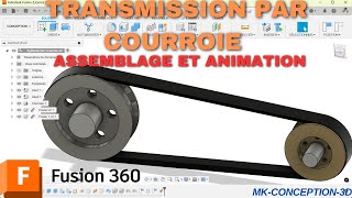 Transmission par courroie sur Fusion360 Ep 04 Assemblage et animation [upl. by Schaaff]