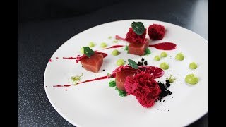 Plating Food 62  Tuna sashimi avocado beetroot [upl. by Ahseken]