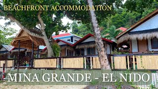 BUDGET Beachfront Accommodation in El Nido Palawan Mina Grande Beach Cottages [upl. by Anitneuq]