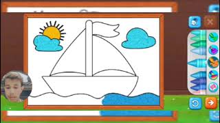 Water And Boat Drawing Coloring [upl. by Donni]