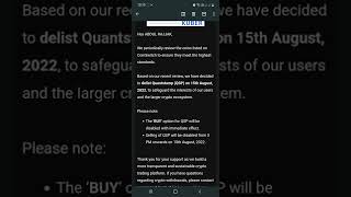 QUANTSTAMPQSP DELISTING ON COINSWITCH KUBER BAD NEWS FOR CRYPTO BUYERSSELL OR HOLD [upl. by Hawkie]