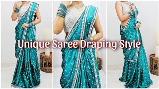 Unique Saree Draping Style  Saree Draping Ideas  Stylish saree draping style [upl. by Aihseuqram]