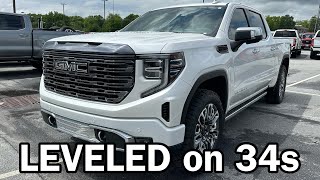 2023 GMC Sierra DENALI Ultimate 1500 Leveled on 34s [upl. by Pen]