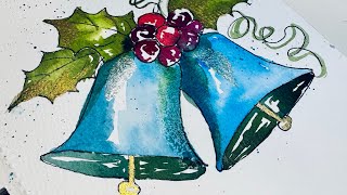 Looking for watercolor holiday card ideas Paint these sparkly blue bells  paulrubens [upl. by Llenol]