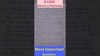 9 CBSE Most Important Questions of Herons Formula [upl. by Zoller565]