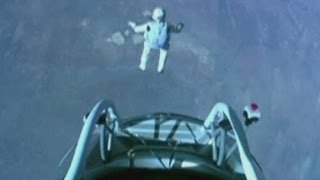 Space jump Felix Baumgartner skydives 24 miles above Earth [upl. by Sanborne997]