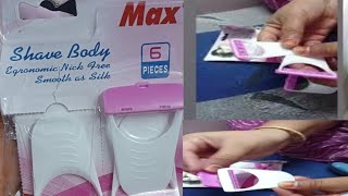 Max shave Body Razor REVIEW UNBOXING in Hindi Venus razor hand waxing shave RazorBody Hair Remove [upl. by Enrobyalc]