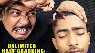 Unlimited Hair Cracking by Asim Barber  Head Massage amp Hair Scratching  Neck Cracking  Sleep ASMR [upl. by Ellenyl]