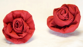 Blumen basteln Rose aus Krepppapier Feinkrepp basteln How to make crepe paper roses flowers [upl. by Doralynne]