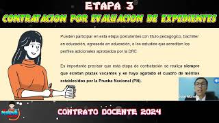 CONTRATO DOCENTE POR EVALUACIÓN DE EXPEDIENTES 2024 [upl. by Ettenwahs551]