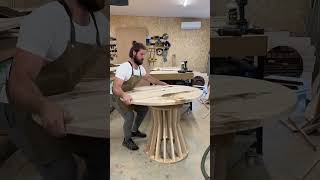 My very first wood round table  woodworking woodtable [upl. by Peonir]